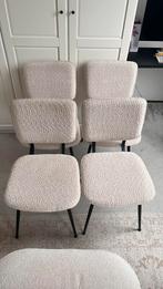 Beige Bouclé eetkamerstoelen met zwarte stalen poten Kwantum, Huis en Inrichting, Stoelen, Ophalen, Overige kleuren, Zo goed als nieuw