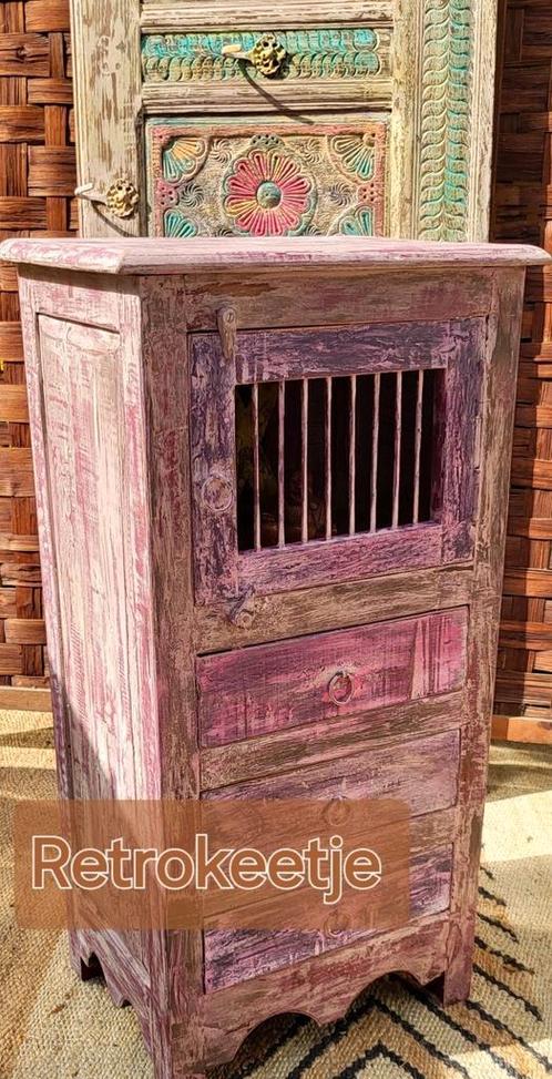 Shabby/India/Tralie/Spijlen/Kast/Kastje, Antiek en Kunst, Curiosa en Brocante, Ophalen of Verzenden
