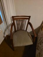 Houten stoel met gestreepte bekleding, Ophalen of Verzenden
