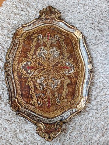 2x Florentijns dienblad Italiaans hout brocante byzantijns beschikbaar voor biedingen