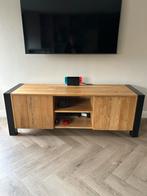 Eikenhouten tv meubel met stalen poten, Ophalen, 150 tot 200 cm, Zo goed als nieuw, Minder dan 100 cm