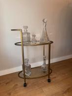 Gouden drank trolley, Huis en Inrichting, Ophalen, Minder dan 55 cm, Metaal of Aluminium, Rond