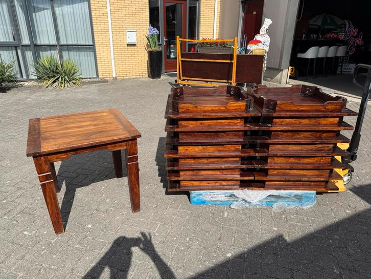 Massief houten eettafels 80x80 koloniaal tafels cafe bar, Huis en Inrichting, Tafels | Eettafels, Gebruikt, 50 tot 100 cm, 50 tot 100 cm