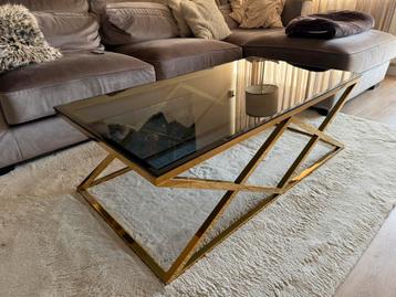 Chique Glazen goud zwarte salontafel beschikbaar voor biedingen