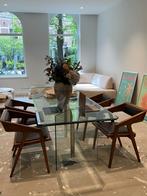 Glazen Eettafel, Huis en Inrichting, Tafels | Eettafels, Ophalen, Gebruikt, Rechthoekig, 50 tot 100 cm
