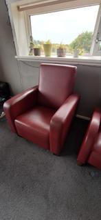 Rode leren stoel(en) - degelijke staat, Huis en Inrichting, Fauteuils, Ophalen, Gebruikt, Leer