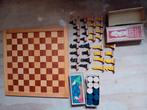 Houten schaak dam bord compleet met stenen, Hobby en Vrije tijd, Gezelschapsspellen | Bordspellen, Ophalen, Zo goed als nieuw