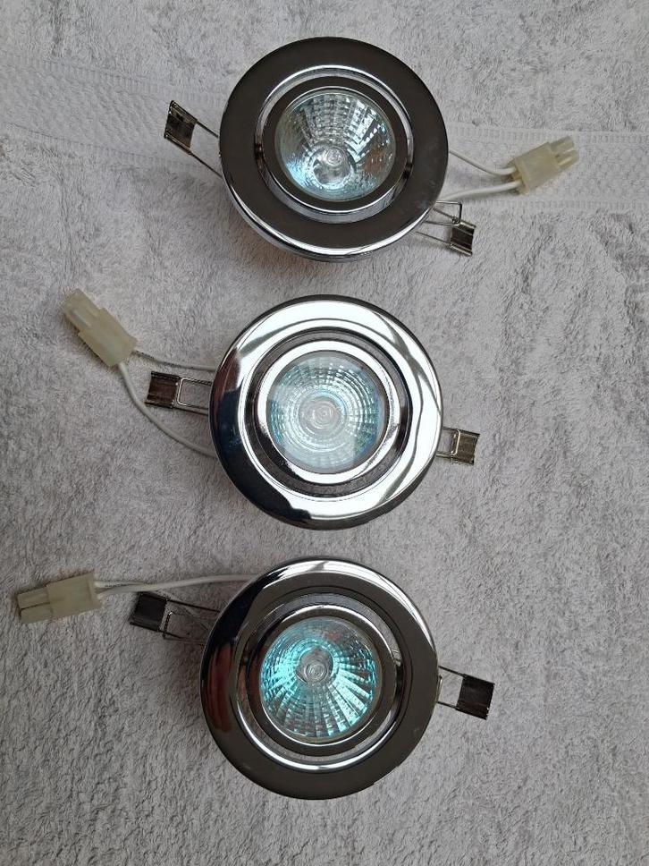 Inbouwspots (3x) voor LED of halogeen-lampen, Huis en Inrichting, Lampen | Spots, Nieuw, Plafondspot of Wandspot, Metaal of Aluminium