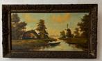 Olieverf schilderij boerderij met hooiberg: A. Boers, Antiek en Kunst, Kunst | Schilderijen | Klassiek, Ophalen of Verzenden