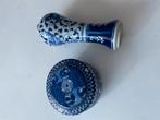 Chinese vaas en dekseldoosje vaasje met Kangxi  blad, Antiek en Kunst, Verzenden
