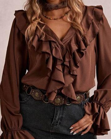 Blouse Karlijn Bruin (44-52) beschikbaar voor biedingen
