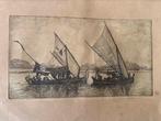 Homberg ets javaanse vissersboten, Antiek en Kunst, Kunst | Etsen en Gravures, Ophalen of Verzenden