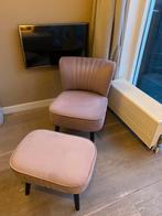 Lifa Living - Fauteuil Sofia - Oud Roze met hocker, Huis en Inrichting, Fauteuils, Ophalen, Zo goed als nieuw, Minder dan 75 cm