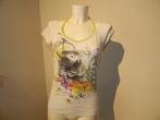 Marccain zomers shirt vogel print voorkant kleurrijk 36/38, Verzenden, Wit, Korte mouw, Maat 36 (S)