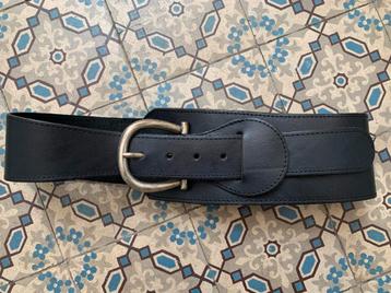Zwarte Leren Tailleriem riem 85 cm brede gesp zilver taille beschikbaar voor biedingen