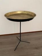 Bijzet tafel zwart/goud, Bohemian chique, Minder dan 55 cm, Metaal of Aluminium, Rond