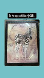 Schilderij Zebra met Wereldkaart, Antiek en Kunst, Ophalen