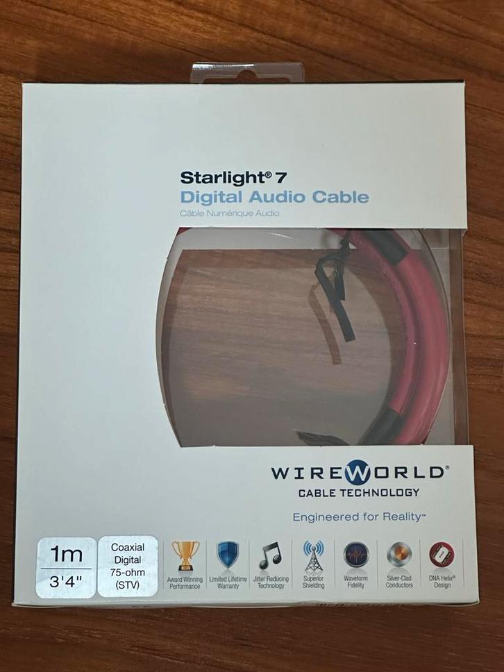 Wireworld Starlight 7 Coax Kabel - 1 Meter, Audio, Tv en Foto, Audiokabels en Televisiekabels, Zo goed als nieuw, Coaxiale kabel