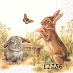 Servetten decoupage/bullet journal – konijnen L1286, Hobby en Vrije tijd, Knutselen, Verzenden, Nieuw, Materiaal