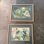 Schilderijen met gezinsleven jaren 50, Antiek en Kunst, Ophalen of Verzenden