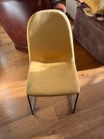 Set van 6 gele stoffen stoelen met metalen poten, Gebruikt, Overige kleuren, Ophalen of Verzenden, Stof