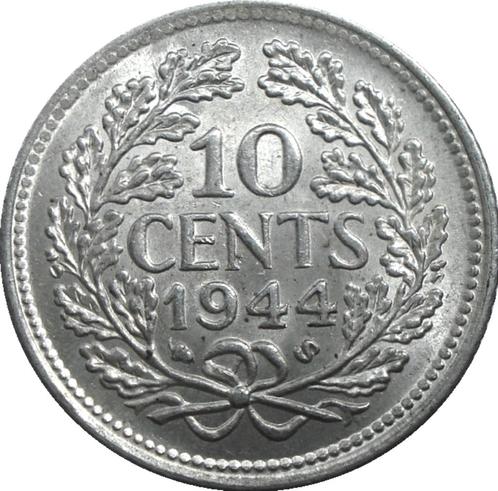 Nederland 10 cent 1944 (S, UNC, zilver), Postzegels en Munten, Munten | Nederland, Losse munt, 10 cent, Koningin Wilhelmina, Zilver