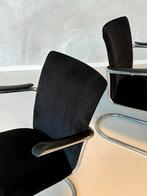 Gebr De Wit 1018 fauteuil 2x vintage zwart ribstof prijs p/s, Minder dan 75 cm, Gebruikt, Vintage, Ophalen of Verzenden