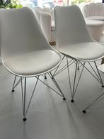 6 eetkamertafel stoelen (kuip), Ophalen, Kunststof, Gebruikt, Wit