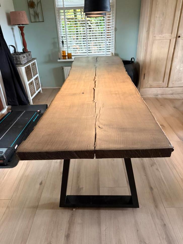 Boomstamtafel, Huis en Inrichting, Tafels | Eettafels, Zo goed als nieuw, 50 tot 100 cm, 200 cm of meer, Rechthoekig, Eikenhout
