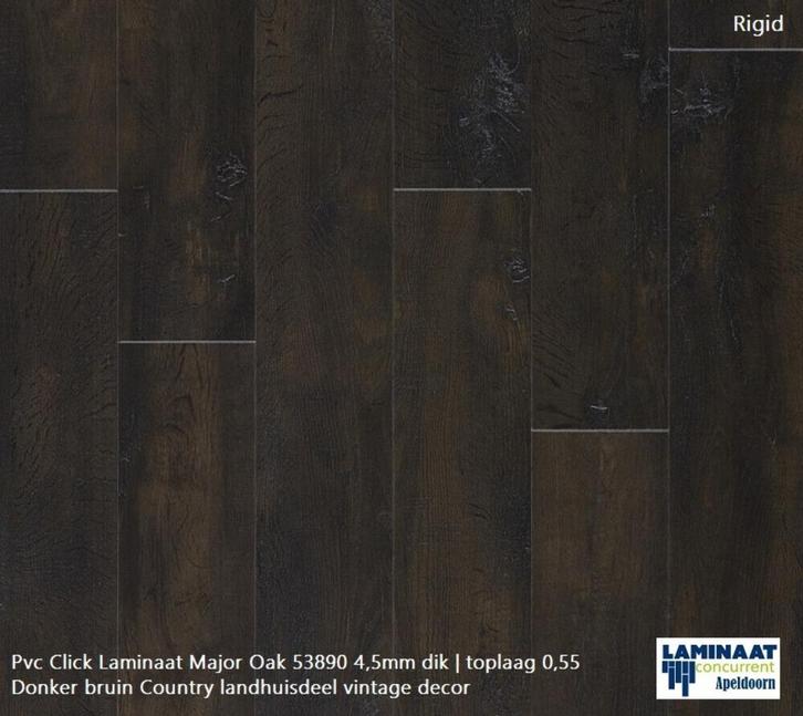 21m2 Pvc vloeren click Major Oak 53870 Donker bruin =€195, Huis en Inrichting, Stoffering | Vloerbedekking, Zo goed als nieuw