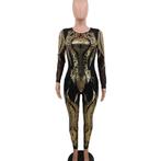 Dames catsuit 33 / bodysuit zwarte gouden jumpsuit feest, Maat 38/40 (M), Verzenden, Nieuw, Overige thema's