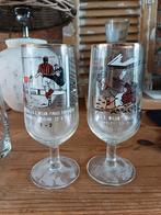2 bierglazen van europacup voetbal 1963, Ophalen, Gebruikt, Glas of Glazen