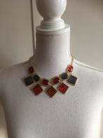 Goudkleurige rode en grijze fonkelende stenen ketting, Sieraden, Tassen en Uiterlijk, Overige materialen, Verstelbaar, Nieuw, Ophalen of Verzenden