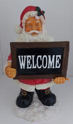 Kerstman Polystone met bordje "Welcome" ca. 38 cm zgan, Diversen, Kerst, Ophalen, Zo goed als nieuw