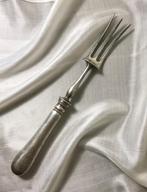 Antieke Franse verzilverde vleesvork met drie tanden ca 1900