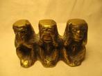 3x beeldje aapjes van koper met plat hoofdje, Antiek en Kunst, Verzenden