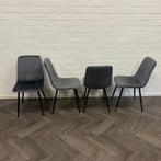 4 Fluwelen Eetkamerstoelen, Huis en Inrichting, Stoelen, Blauw, Stof, Ophalen of Verzenden, Zo goed als nieuw