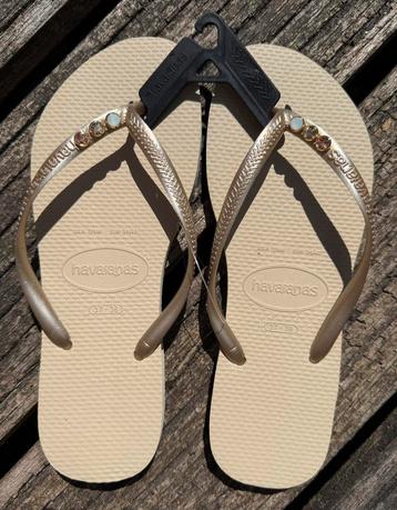 Havaianas Slim || Sand Gray / Light Golden || 6x Swarovski beschikbaar voor biedingen