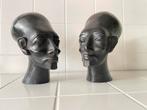 Twee Egyptische stenen hoofden / boekensteunen Farao, Antiek en Kunst, Ophalen