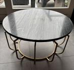Marmeren salontafel, Huis en Inrichting, Tafels | Salontafels, Ophalen, Gebruikt, Rond, 50 tot 100 cm