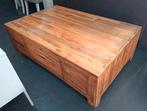 Houten salontafel met opbergruimte, Gebruikt, 100 tot 150 cm, Teakhout, Minder dan 50 cm