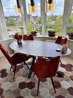 4 moderne eetkamerstoelen, Huis en Inrichting, Stoelen, Ophalen, Gebruikt, Overige kleuren, Metaal