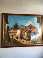 Schilderij uit Peru. 130 cm x 105 cm met mooie lijst, Antiek en Kunst, Ophalen