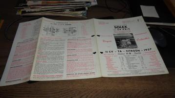 ZELDZAME Folder SOLEX Carberateur CITROEN Tractin Avant en beschikbaar voor biedingen