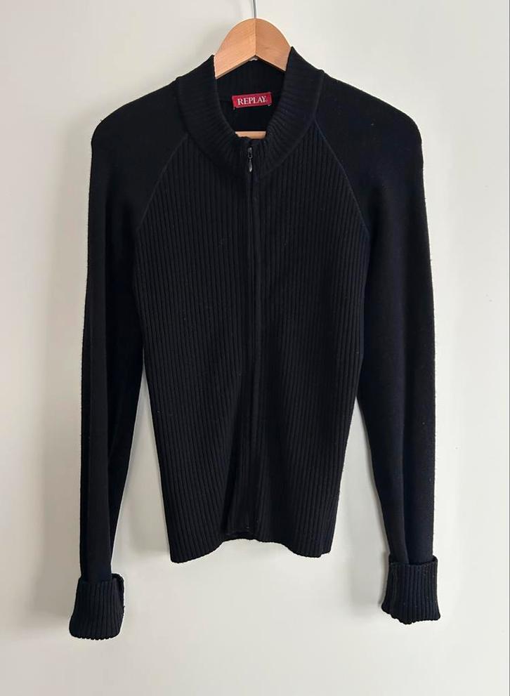 Replay Zwart Vest , wolmix, met rits- Maat M, Kleding | Dames, Truien en Vesten, Zo goed als nieuw, Maat 38/40 (M), Zwart, Ophalen of Verzenden