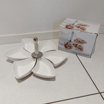 7 Delige Serveerset - Schaaltjes op houder voor hapjes bloem beschikbaar voor biedingen