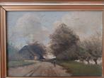 Boerenerf, olieverf op paneel, Hollandse School, Antiek en Kunst, Kunst | Schilderijen | Klassiek, Ophalen of Verzenden