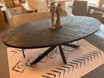 Magazijn leegverkoop eettafel ovaal zwart visgraat mangohout, Nieuw, Ophalen of Verzenden, Info@wkhome.nl, Argonweg 20 Amersfoort