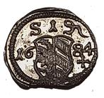 Neurenberg 1 pfennig 1684, Postzegels en Munten, Munten | Europa | Niet-Euromunten, Verzenden, Duitsland, Losse munt, Zilver