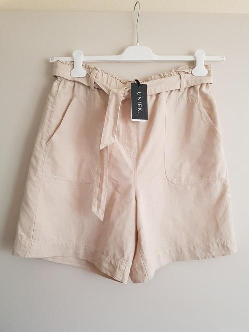 Knit-ted Fenna beige katoen linnen korte broek XL/ 42 NIEUW!, Kleding | Dames, Broeken en Pantalons, Nieuw, Maat 46/48 (XL) of groter